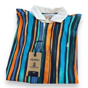 Chubbies "The Afternoon Special" Rugby Shirt Polo Multicolor Stripe Men's Size S